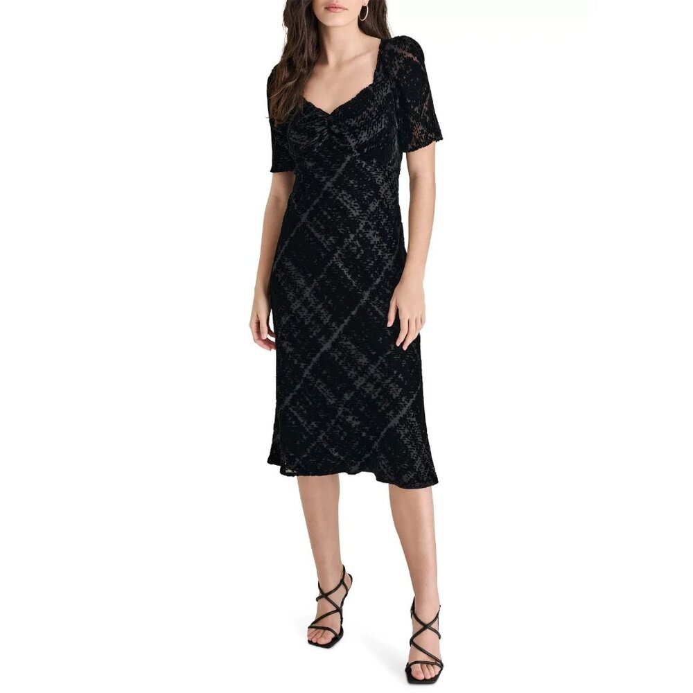 DKNY Women's V-Neck Sheath Velvet Layered Dress Black Size 8 MSRP $139